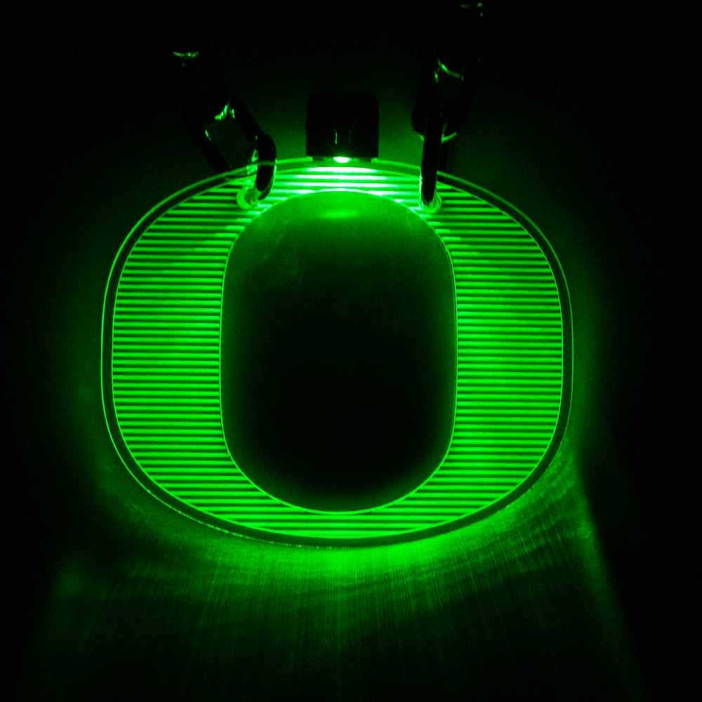 Classic Oregon O, Collegiate Art Design, Green, Necklaces, Gifts, Rechargeable, Light, Chain, 910101